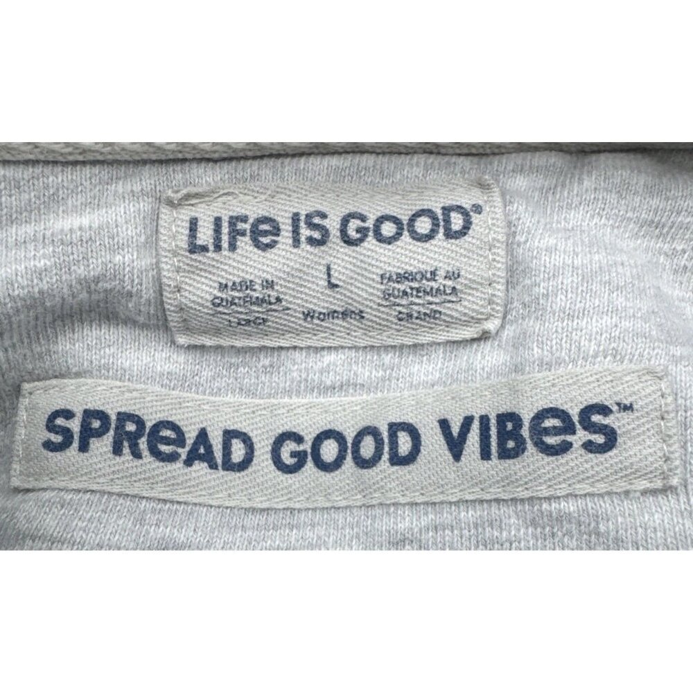 LIFE IS GOOD Women’s Gray Spread Good Vibes Hooded Sweatshirt Sz L Hoodie - Picture 6 of 9